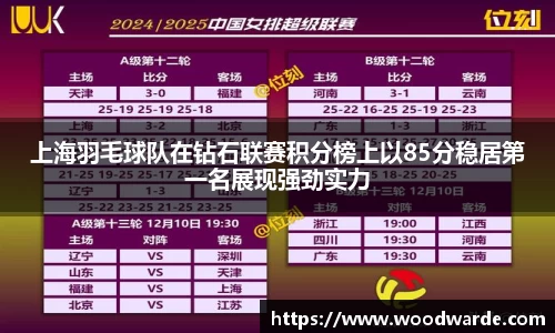 上海羽毛球队在钻石联赛积分榜上以85分稳居第一名展现强劲实力